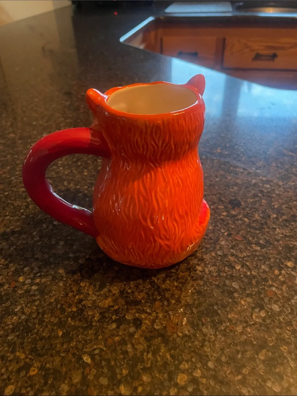 Pier 1 Fall Fox Coffee Mug Handpainted Dolomite 3D Brown/Orange 5”
